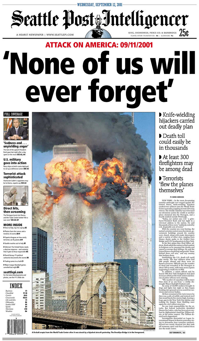 How the 9/11 attacks were reported on front pages around the world