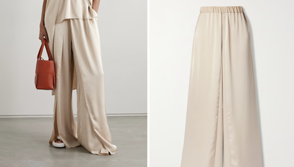 ROSETTA GETTY Layered satin wide-leg pants