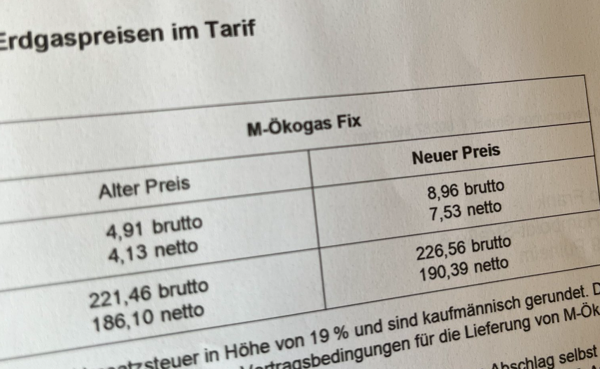 So entwickelte sich der Gaspreis von David Frank, einem 36-Jährigen Mann aus der Nähe von Köln - Copyright: David Frank