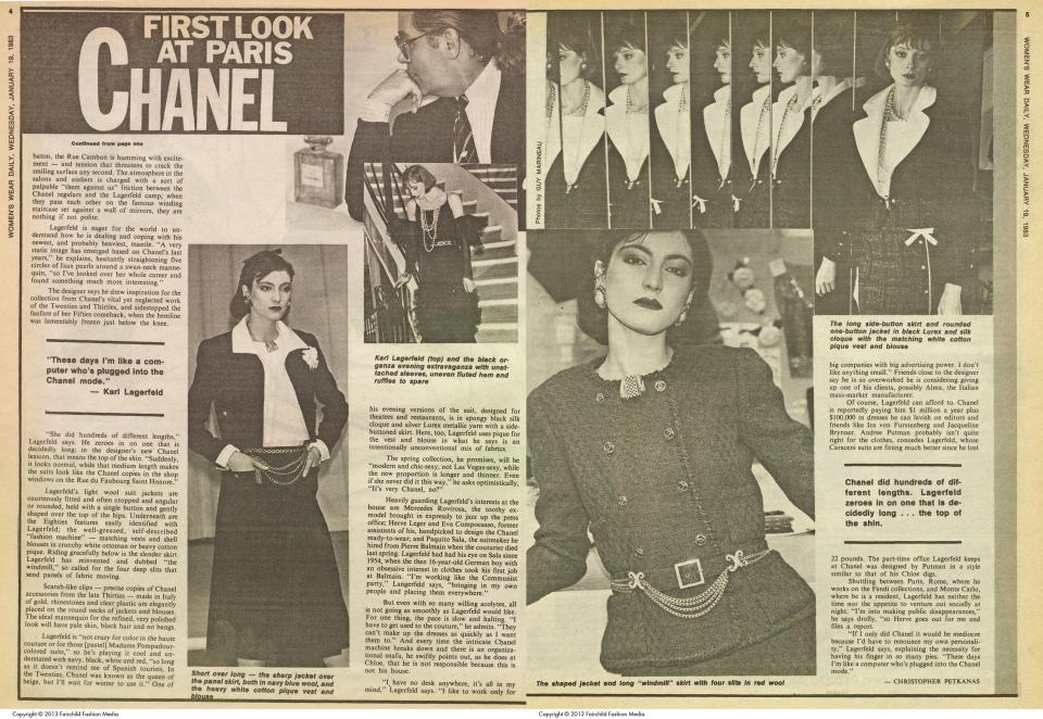 WWD's coverage of Karl Lagerfeld's first collection for Chanel in 1983.