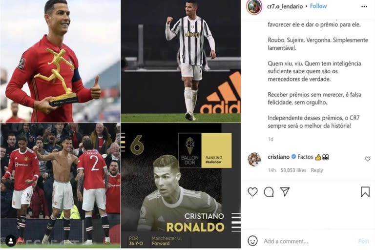 El posteo de la cuenta cr7.o_lendario