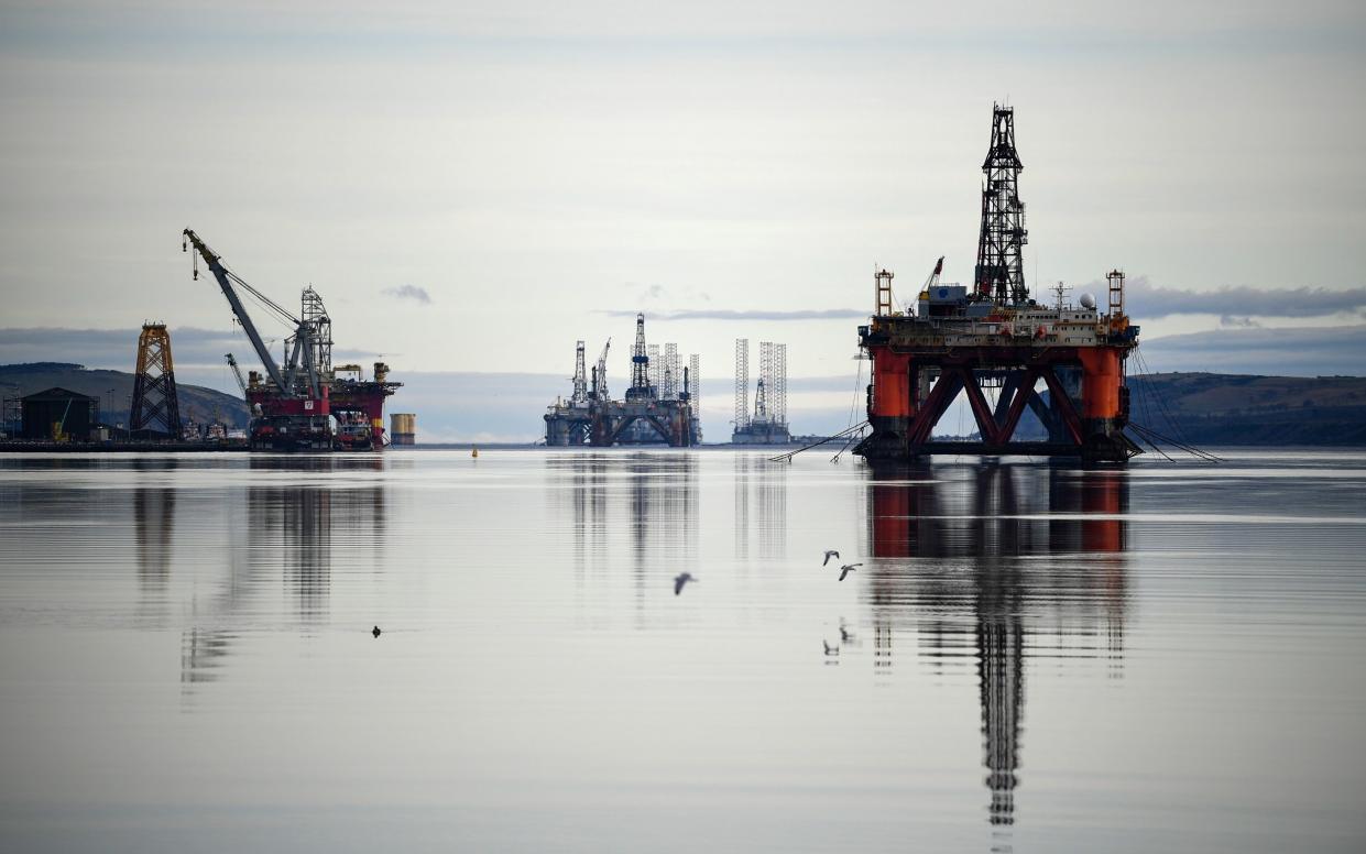 Oil rigs in the Cromarty Firth in Invergordon, Scotland