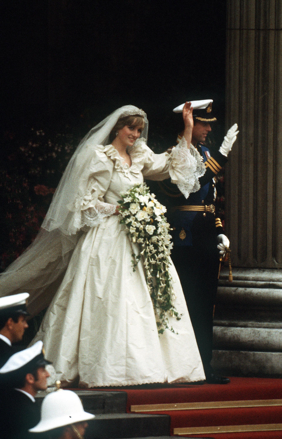 With Prince Charles at their wedding at the St. Paul's Cathedral.&nbsp;