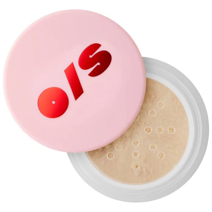 Pink compact with setting powder inside