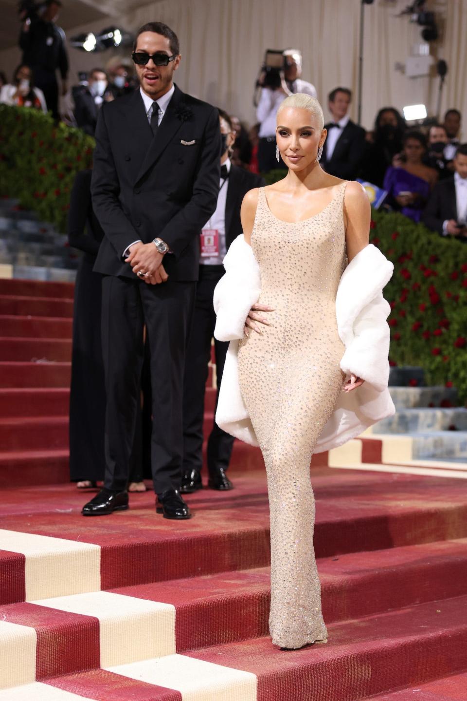 Kim Kardashian on the 2022 Met Gala steps.