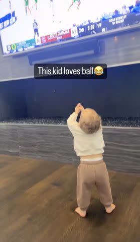 <p>Brittany Mahomes/Instagram</p> Brittany Mahomes shared a video of her son Patrick 'Bronze' watching basketball on March 21, 2024