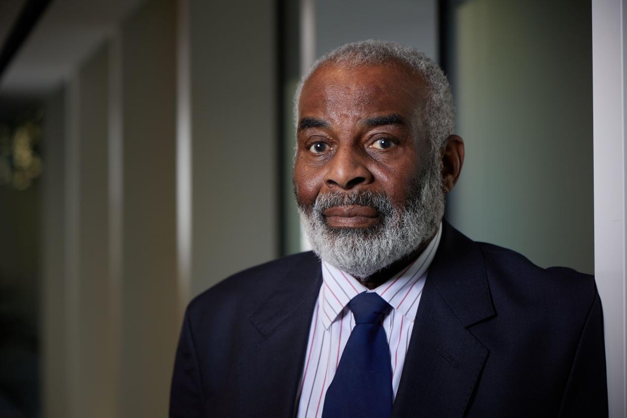 Portrait of Dr Neville Lawrence ahead of the 30th anniversary of his son's murder, Ministry of Justice,102 Petty France, London, England, UK.