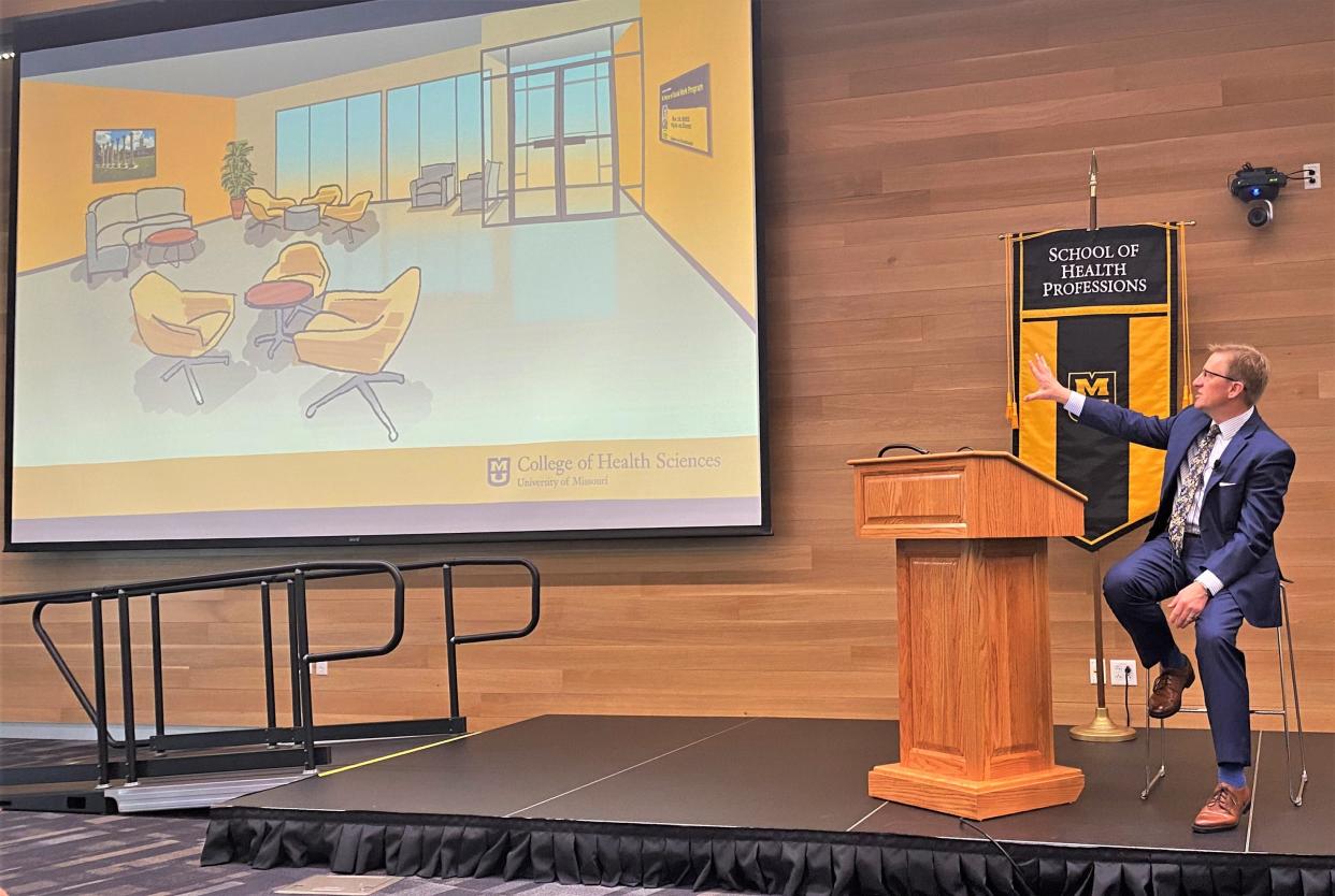 Kristofer Hagglund, dean of the MU School of Health Professions, on Tuesday announce a a name change to the MU College of Health Sciences, with a $5 million renovation to Clark Hall. The announcement came during his State of the School address at the State Historical Society of Missouri.