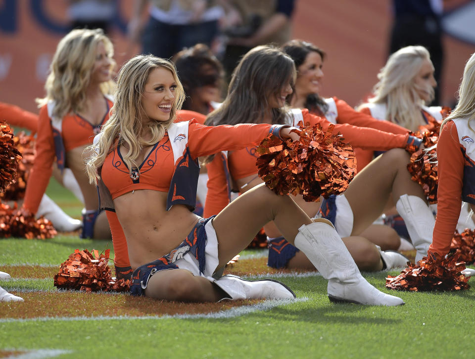 <p>Denver Broncos cheerleaders entertain during the second quarter as the Broncos beat the Dallas Cowboys 42-17 on Sunday, Sept. 17, 2017 at Sports Authority Field at Mile High in Denver, Colo. (Max Faulkner/Fort Worth Star-Telegram/TNS via Getty Images) </p>