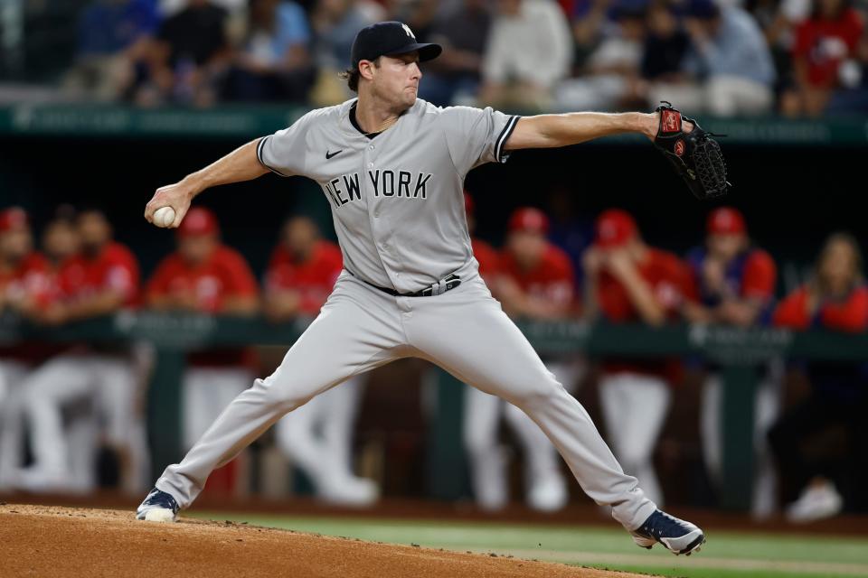 Yankees ace Gerrit Cole hasn't pitched since his final regular season start on Oct. 4 against the Rangers.