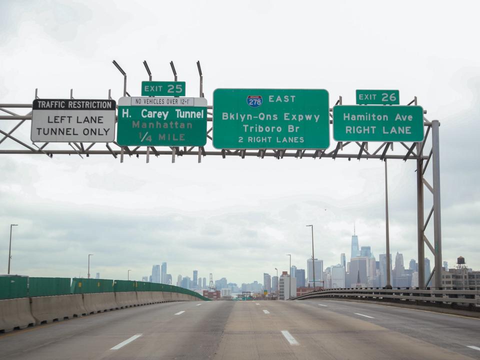 A view of empty road in Brooklyn, New York, United States on March 25, 2020. 