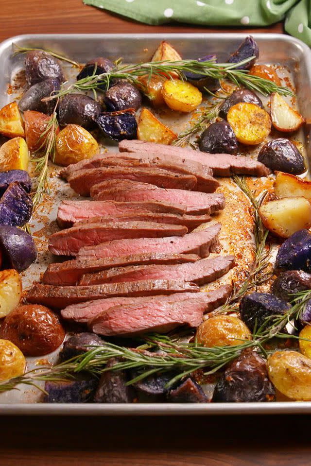 12) Sheet Pan Balsamic Steak & Potatoes