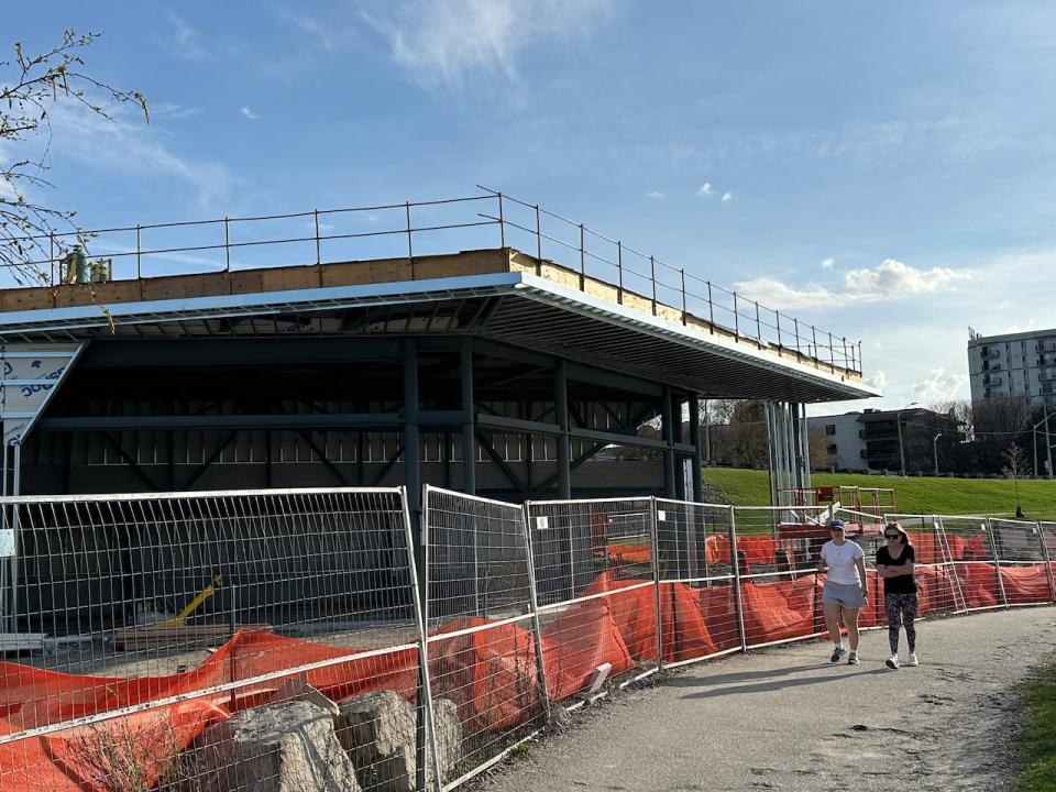 The Legacy Beacon project on Windsor's riverfront, under construction in April 2024.