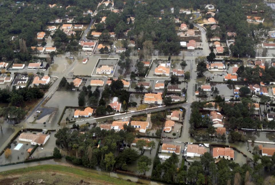 The Faute-sur-Mer submerged in water after the passage of the storm Xynthia.