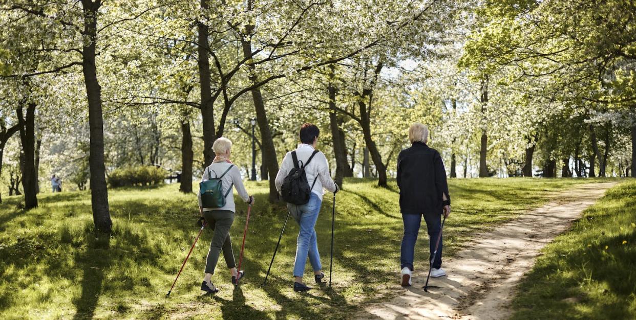 The number of Americans covered by Medicare is growing. <a href="https://www.gettyimages.com/detail/photo/female-friends-walking-with-nordic-walking-poles-in-royalty-free-image/1339068107" rel="nofollow noopener" target="_blank" data-ylk="slk:OR Images/DigitalVision via Getty Images;elm:context_link;itc:0;sec:content-canvas" class="link ">OR Images/DigitalVision via Getty Images</a>