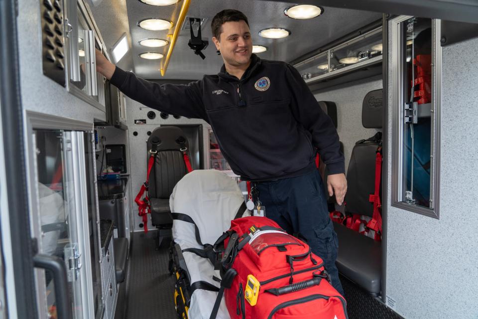 Eddie Baldofsky Jr., Bergen County EMT supervisor, inside an ambulance. Bergen County EMS squad has grown quickly in its first year of being established. Bergen County Executive James Tedesco said the ambulances are responding to about 450 calls a month to every corner of Bergen County.