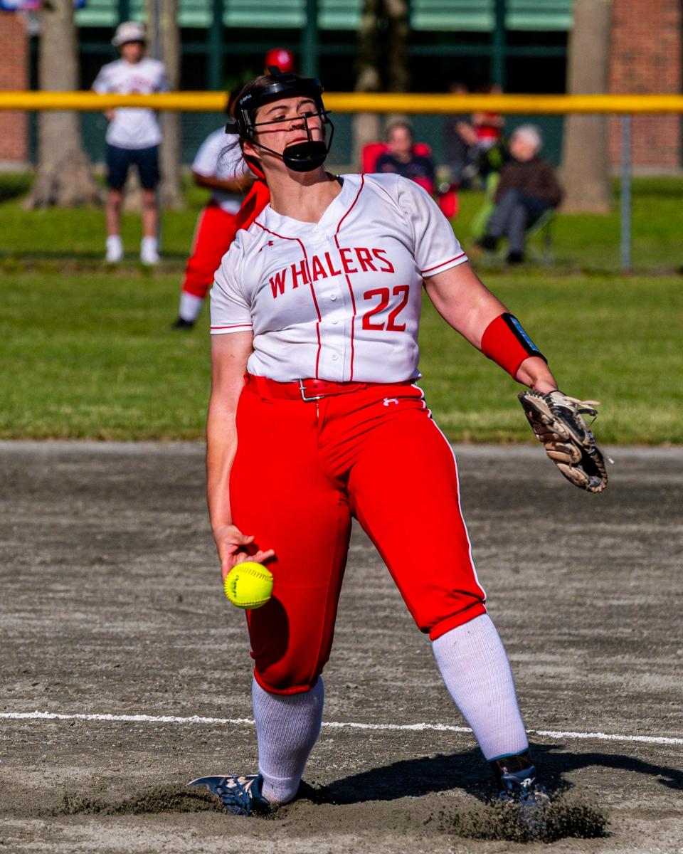 New Bedford's Lilly Gray fires to the plate.