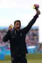 LONDON, ENGLAND - AUGUST 01: Daniele Molmenti of Italy celebrates winning the gold medal in the Men's Kayak Single (K1) Final on Day 5 of the London 2012 Olympic Games at Lee Valley White Water Centre on August 1, 2012 in London, England. (Photo by Phil Walter/Getty Images)