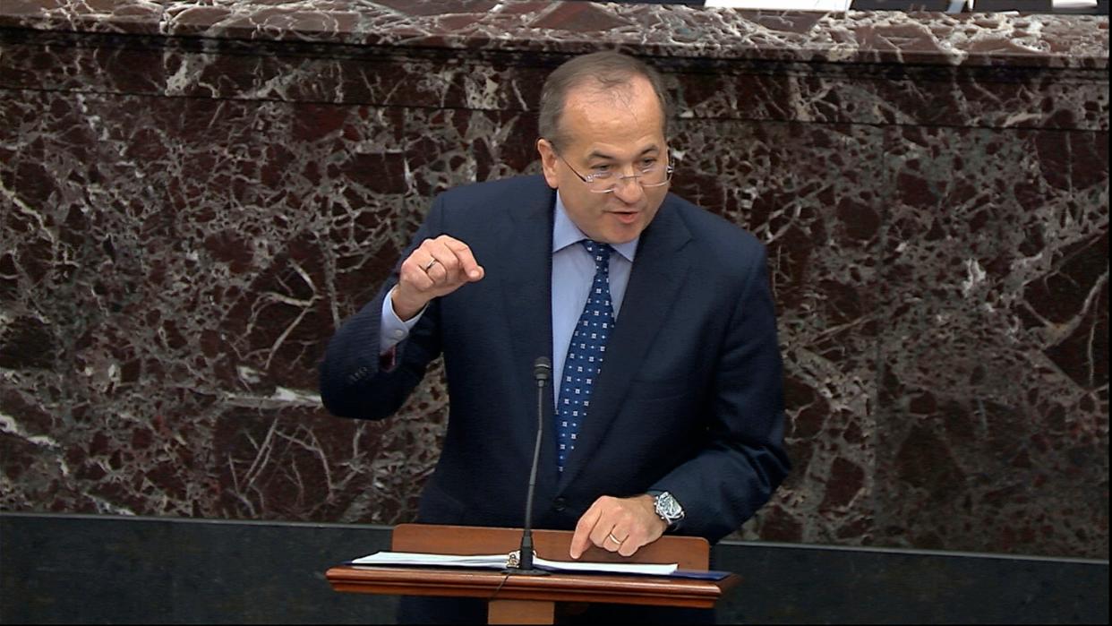 Robert Ray, an attorney for Donald Trump, speaks during the Senate impeachment trial: AP