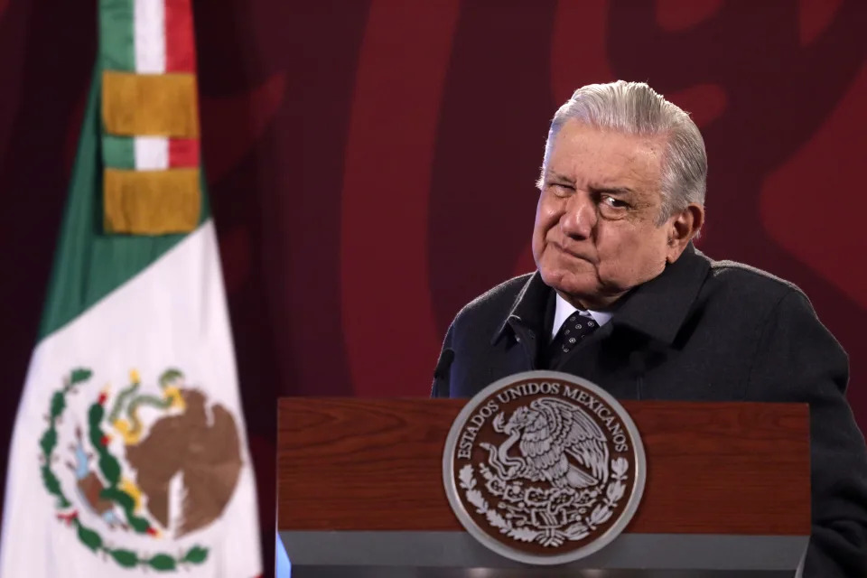 Andr&#xe9;s Manuel L&#xf3;pez Obrador (AMLO) en una se sus conferencias diarias en Palacio Nacional. (Foto Luis Barr&#xf3;n / Eyepix Group/Future Publishing via Getty Images)