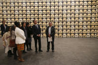 U.S. Secretary of State Antony Blinken visits Fragmentos Museum, Monday, Oct. 3, 2022, in Bogota, Colombia. (Luisa Gonzalez/Pool via AP)