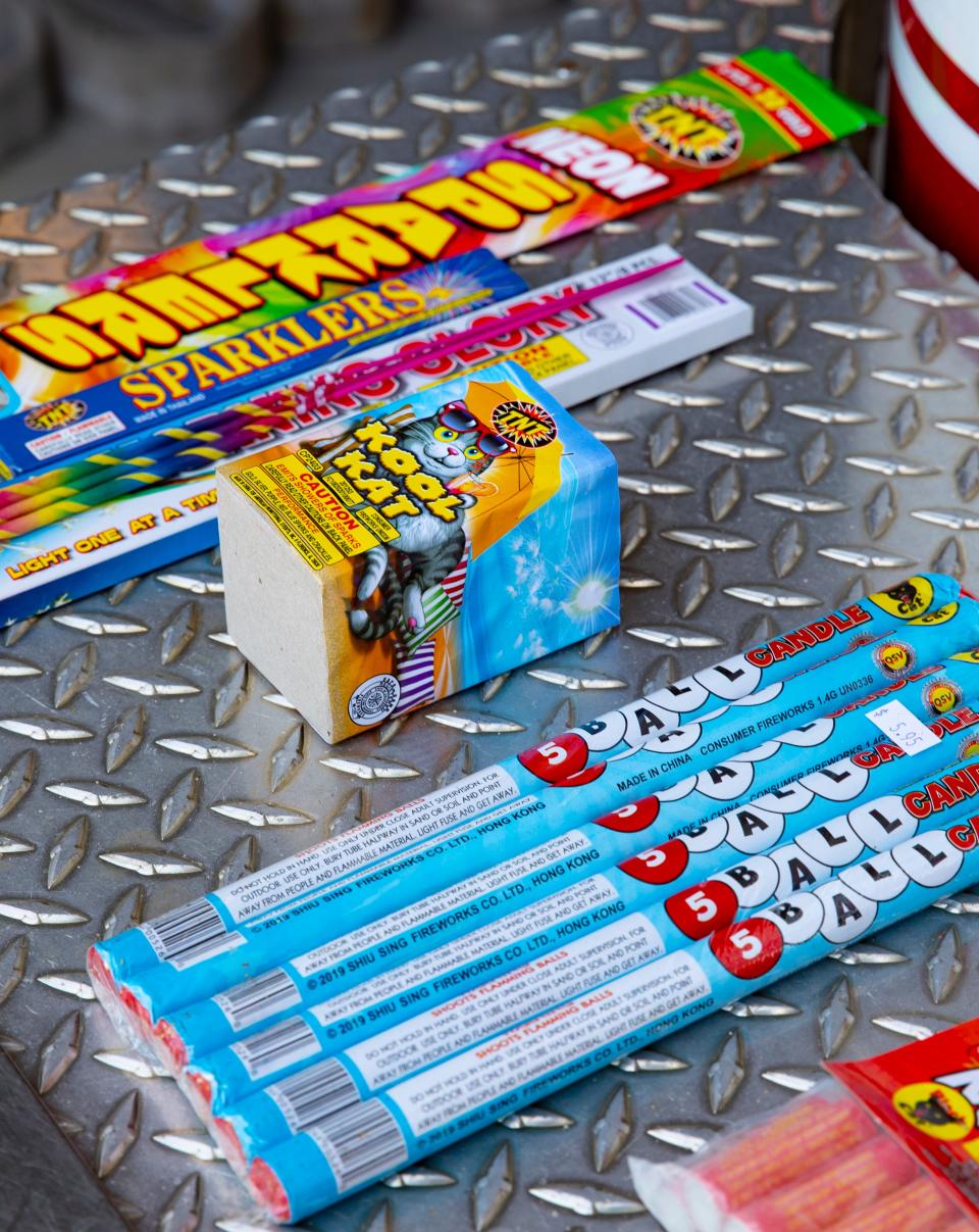 In Florida, the only legal fireworks are those that produce a shower of sparks upon burning, do not contain any explosive compounds, do not detonate or explode, are handheld or ground-based, cannot propel themselves through the air, and contain no more than 100 grams of the chemical compound that produces sparks upon burning.