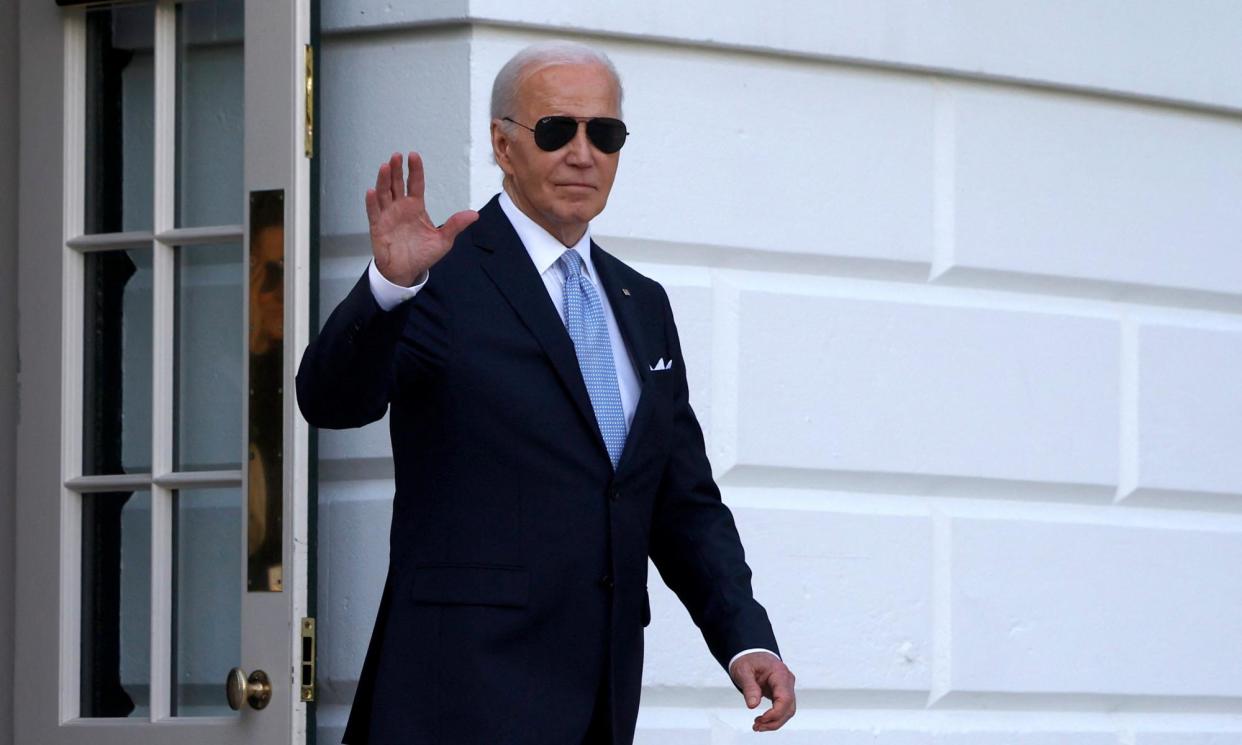 <span>US President Joe Biden departs the White House in Washington on 3 May 2024.</span><span>Photograph: Evelyn Hockstein/Reuters</span>