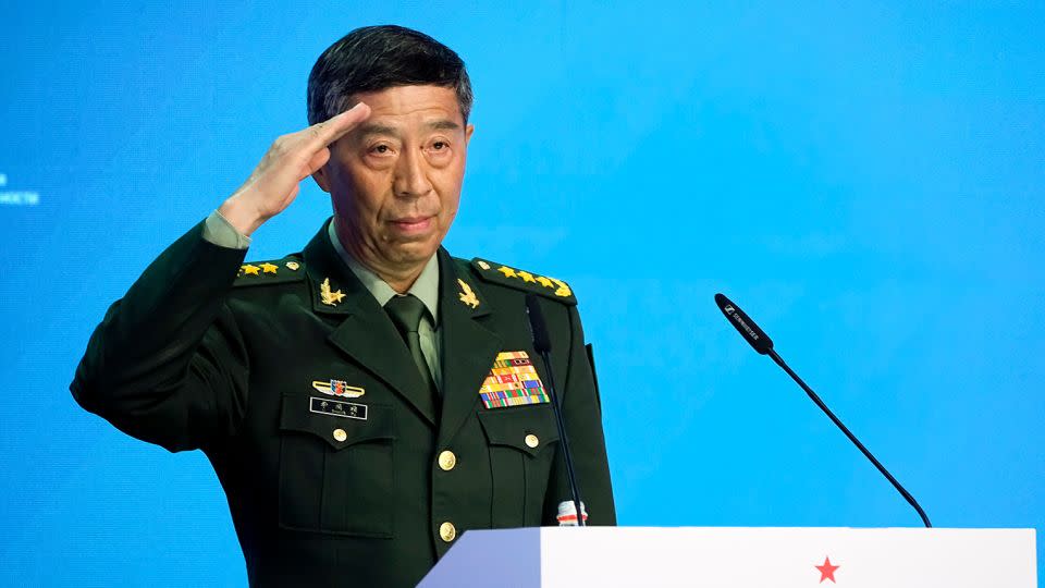 Former Defense Minister Li Shangfu was removed from his post in October 2023, after disappearing for months from public view. - Alexander Zemlianichenko/AP