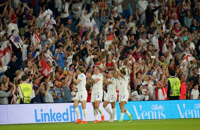 England celebrate their quarter-final win over Spain