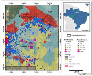 Colider project, Brazil. Geology and rock and soil gold geochemistry.