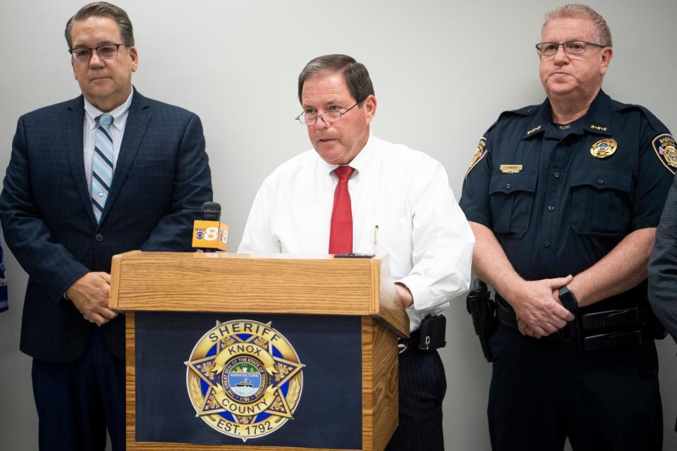 Knox County Sheriff Tom Spangler, center, has repeatedly said immigrants have nothing to fear from the agency's partnership with U.S. Immigration and Customs Enforcement. “We're not knocking on doors, we're not going out here looking for people and I'm not going to go out here to other sites and look for somebody that looks different because they think I'm coming after them because they're here illegally."