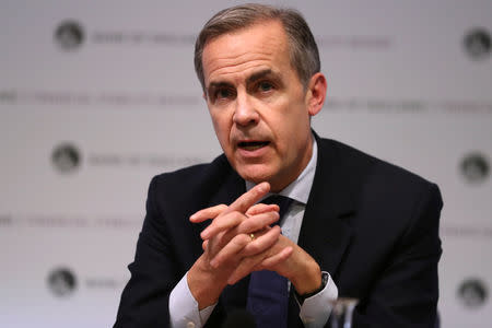 FILE PHOTO: The Governor of the Bank of England, Mark Carney hosts a Financial Stability Report news conference at the Bank of England, in London, Britain November 28, 2018. Daniel Leal-Olivas/Pool via REUTERS