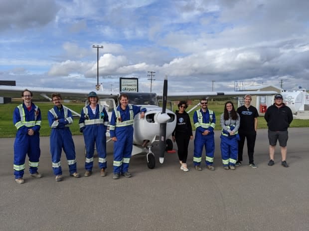 Matthew Johnson, fourth from left, with the rest of his team at the Energy and Emissions Lab at Carleton University, at their research site in B.C.