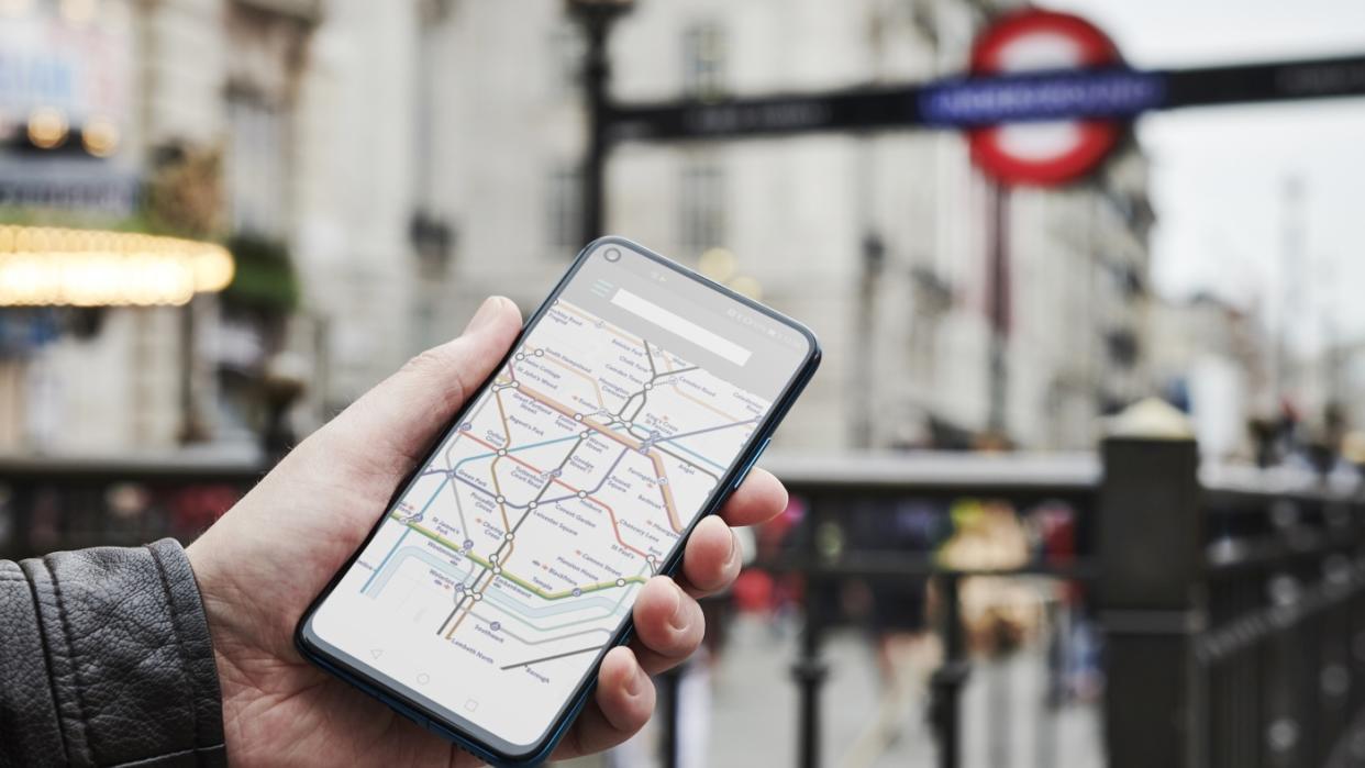  A London Underground map on someone's smartphone. 