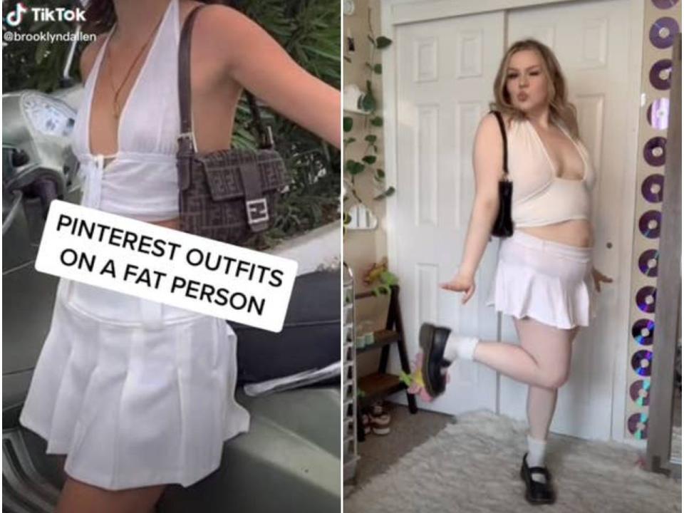 A Pinterest trend (left) recreated by Brooklyn Allen (right) for TikTok.