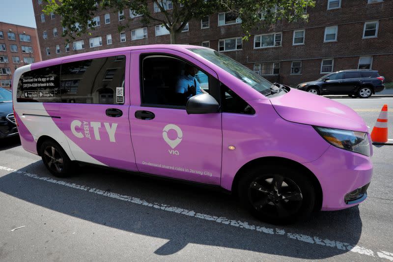 Via ride-sharing van operates in partnership with city-run bus system in Jersey City