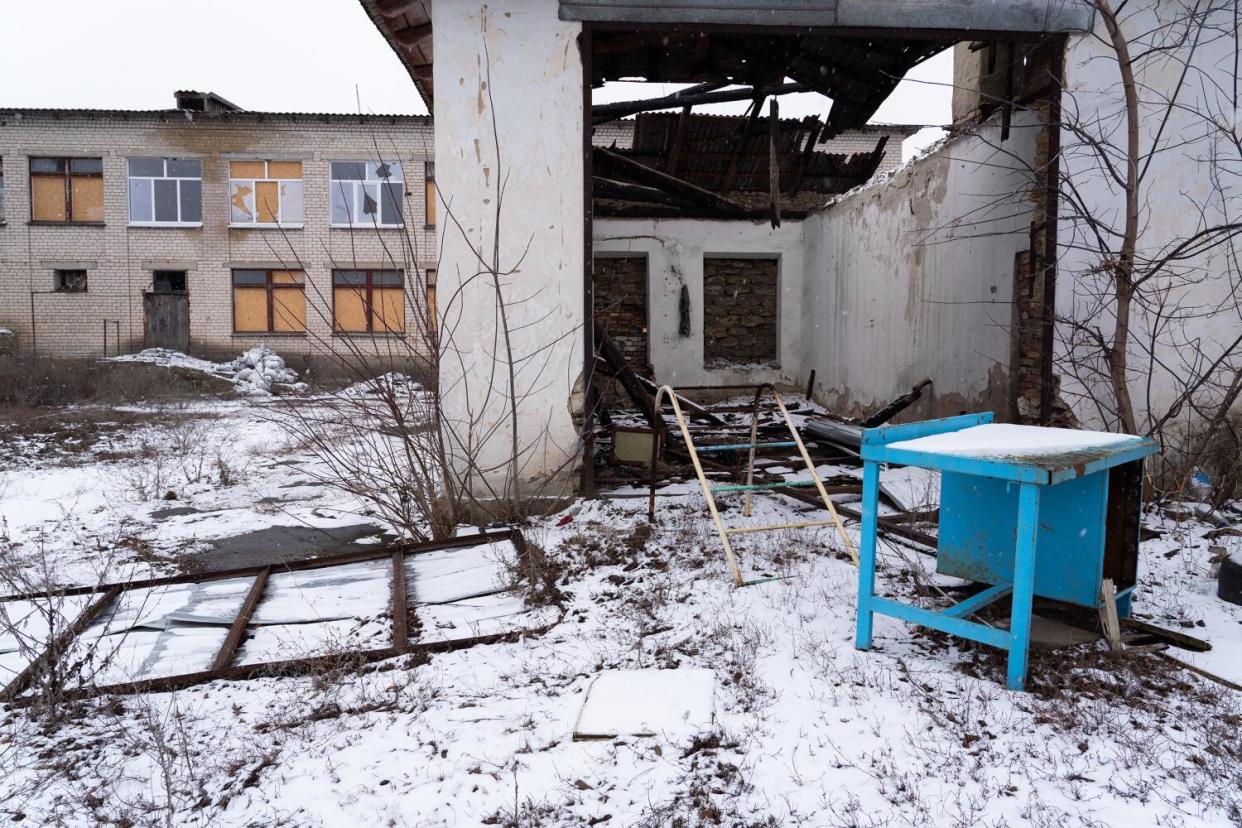 The Bilyayivka village school and its surrounding buildings were heavily damaged in September 2022.