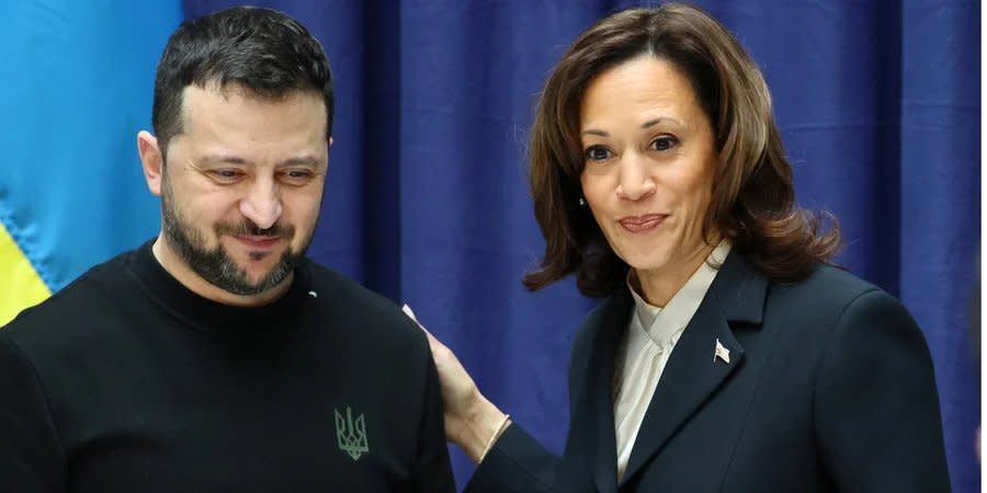 President of Ukraine Volodymyr Zelenskyy and US Vice President Kamala Harris at the Munich Security Conference, February 17, 2024
