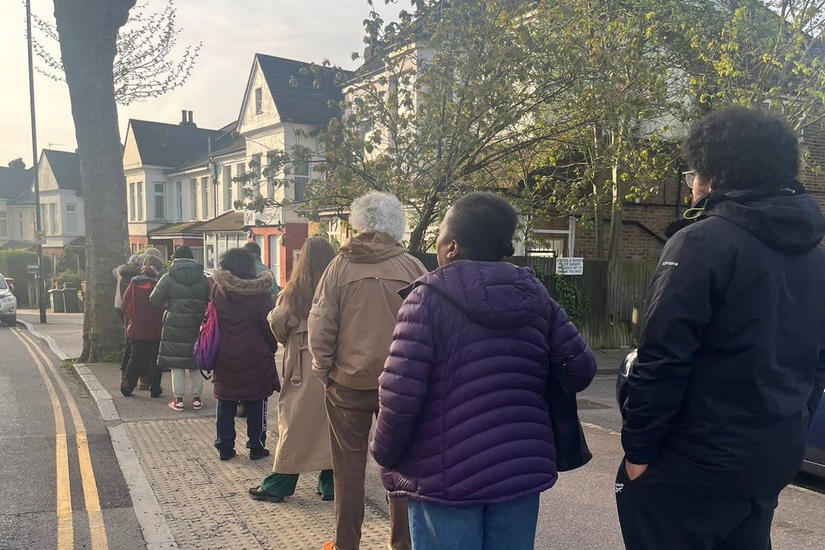 People queuing outside Hilly Fields Medical Centre in Brockley, south London as they tried to get an appointment (Anna-Maria Cahalane/PA) (PA)