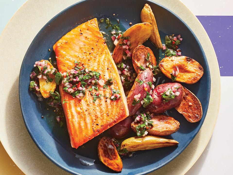 Sautéed Salmon with Chimichurri and Potatoes