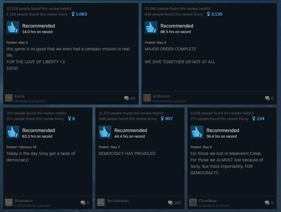 Opiniones de Helldivers 2 Steam