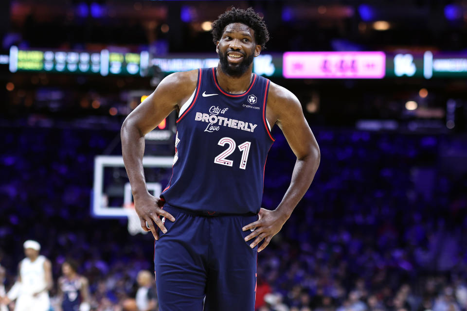 Philadelphia 76ers center Joel Embiid is putting up an MVP-caliber season so far. (Photo by Tim Nwachukwu/Getty Images)