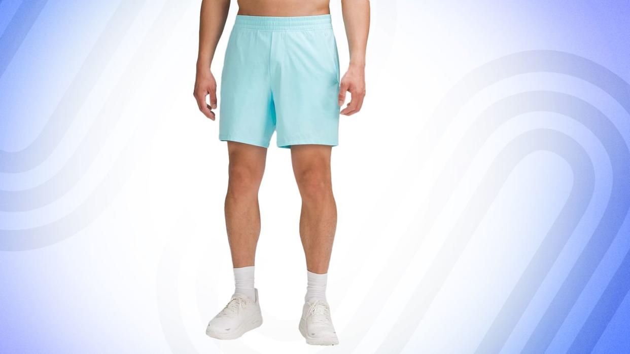 person wearing lululemon pace breaker lined shorts