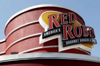 FILE PHOTO: The sign of a Red Robin restaurant is pictured in Foxboro