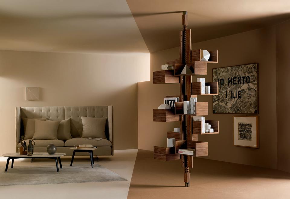 The 2014 Albero bookcase design by Gianfranco Frattini and GranTorino sofa by Jean-Marie Massaud. - Credit: Courtesy of Poltrona Frau