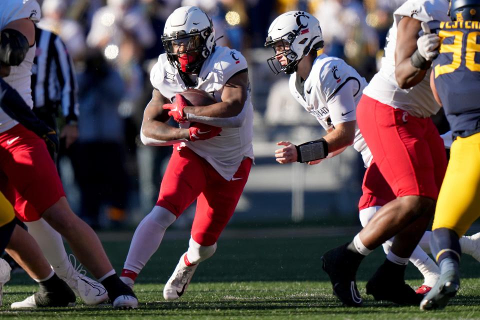 UC running back Corey Kiner finished with 1,047 yards for the Bearcats. He announced his return for 2024 on Thursday, Nov. 30.