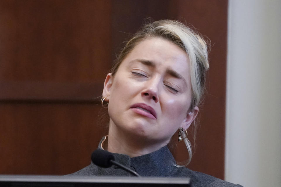 Amber crying in court