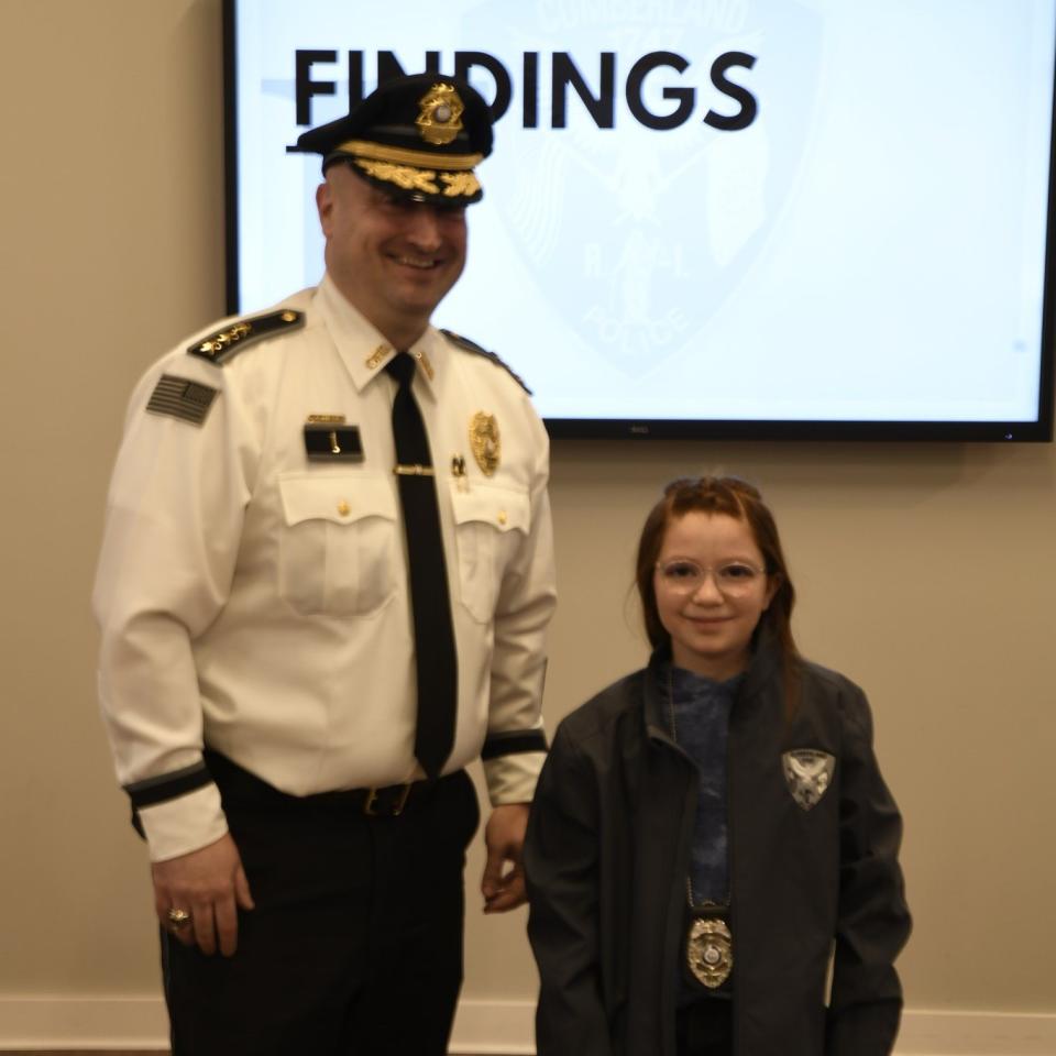 Scarlett Doumato stands with Chief Matthew Benson (Cumberland Police Department)