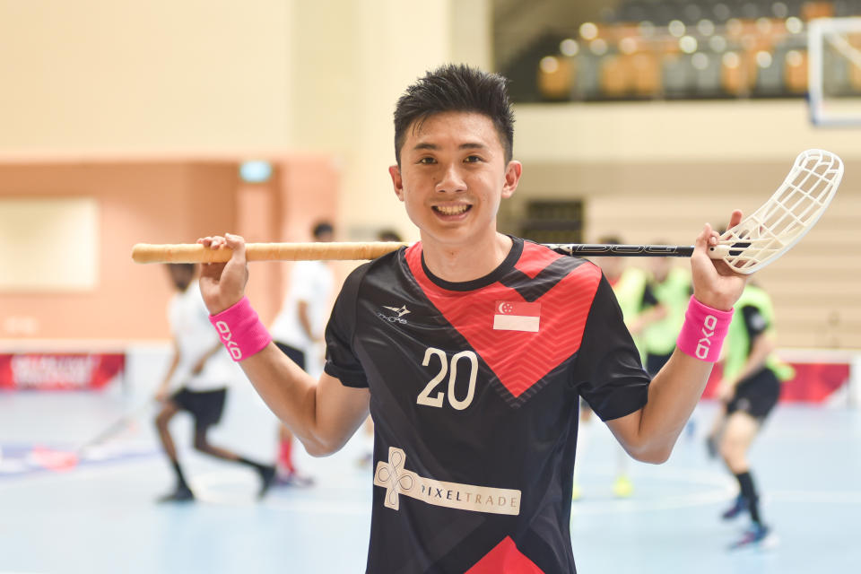 Glendon Phua first picked up floorball as a co-curricular activity in primary school. The 29-year-old has since gone on to represent Singapore in the sport at numerous competitions. (PHOTO: Stefanus Ian)