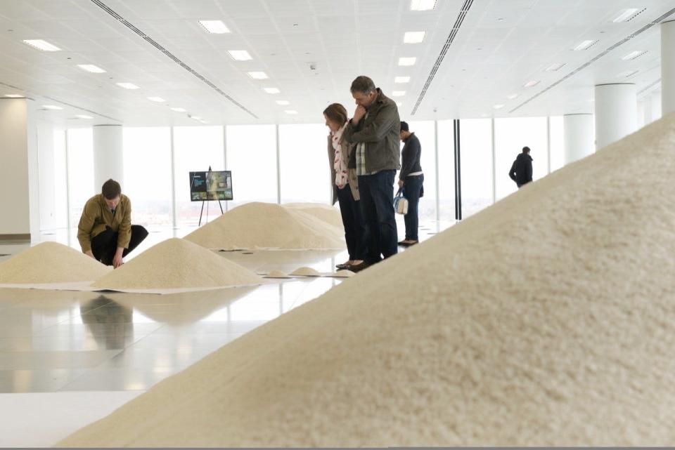 To depict statistics on the human population, each grain of rice represents one individual.